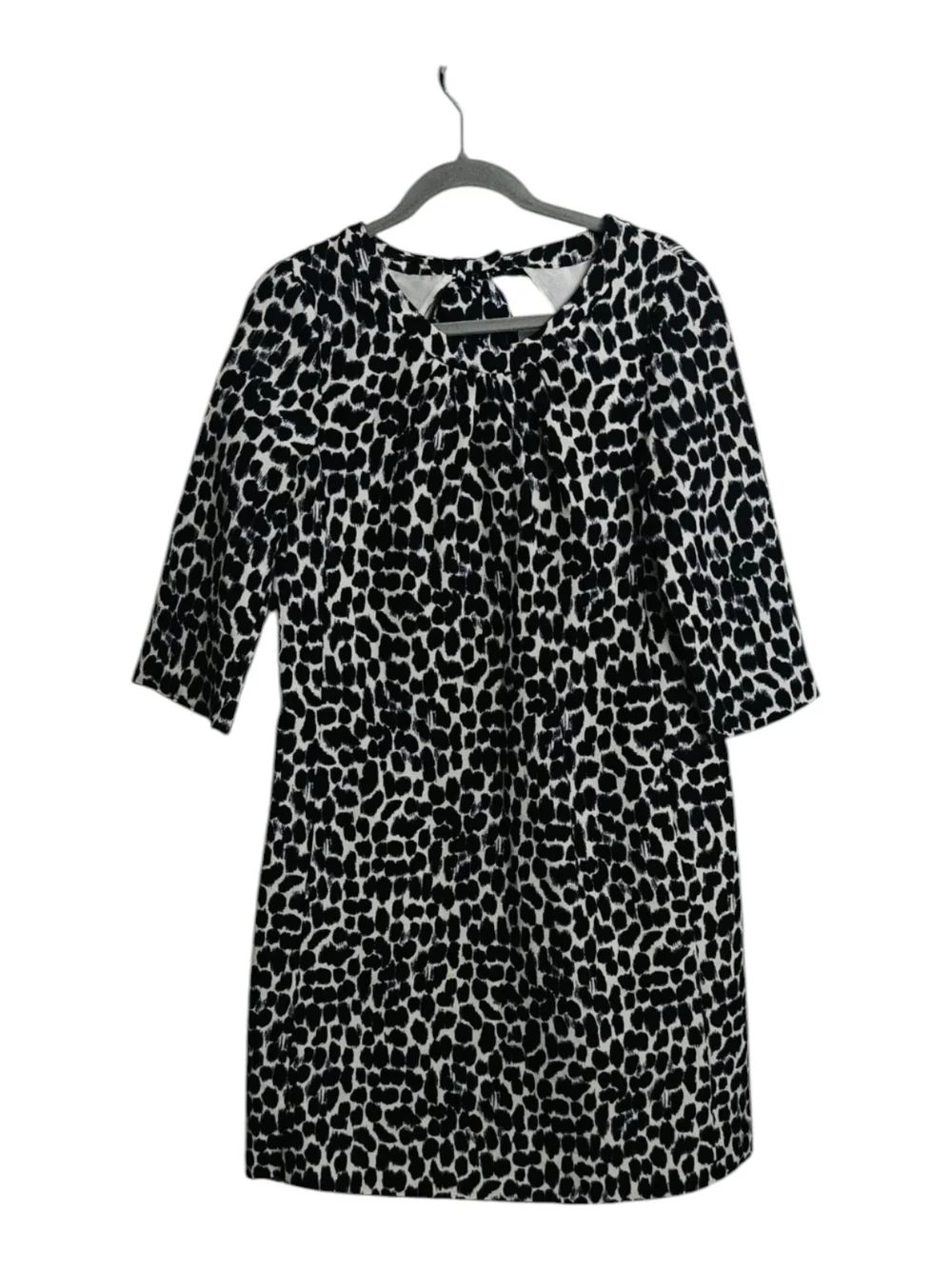 kate spade Black and White Leopard Print Long Sleeve Shift Dress